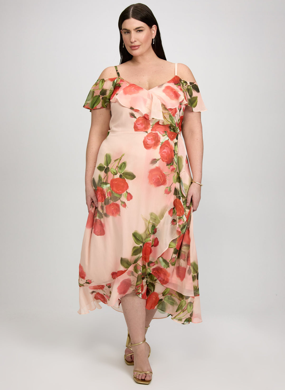 Rose Print Midi Dress