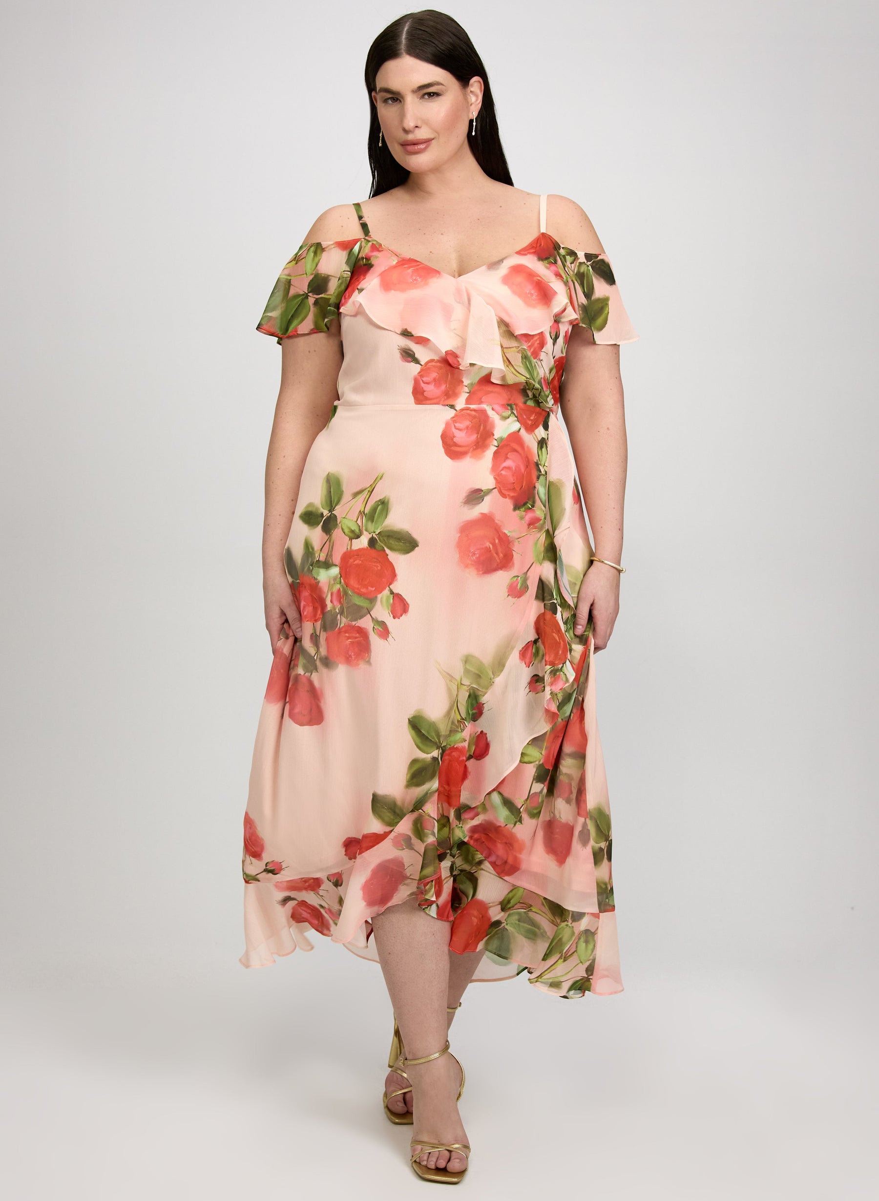 Rose Print Midi Dress