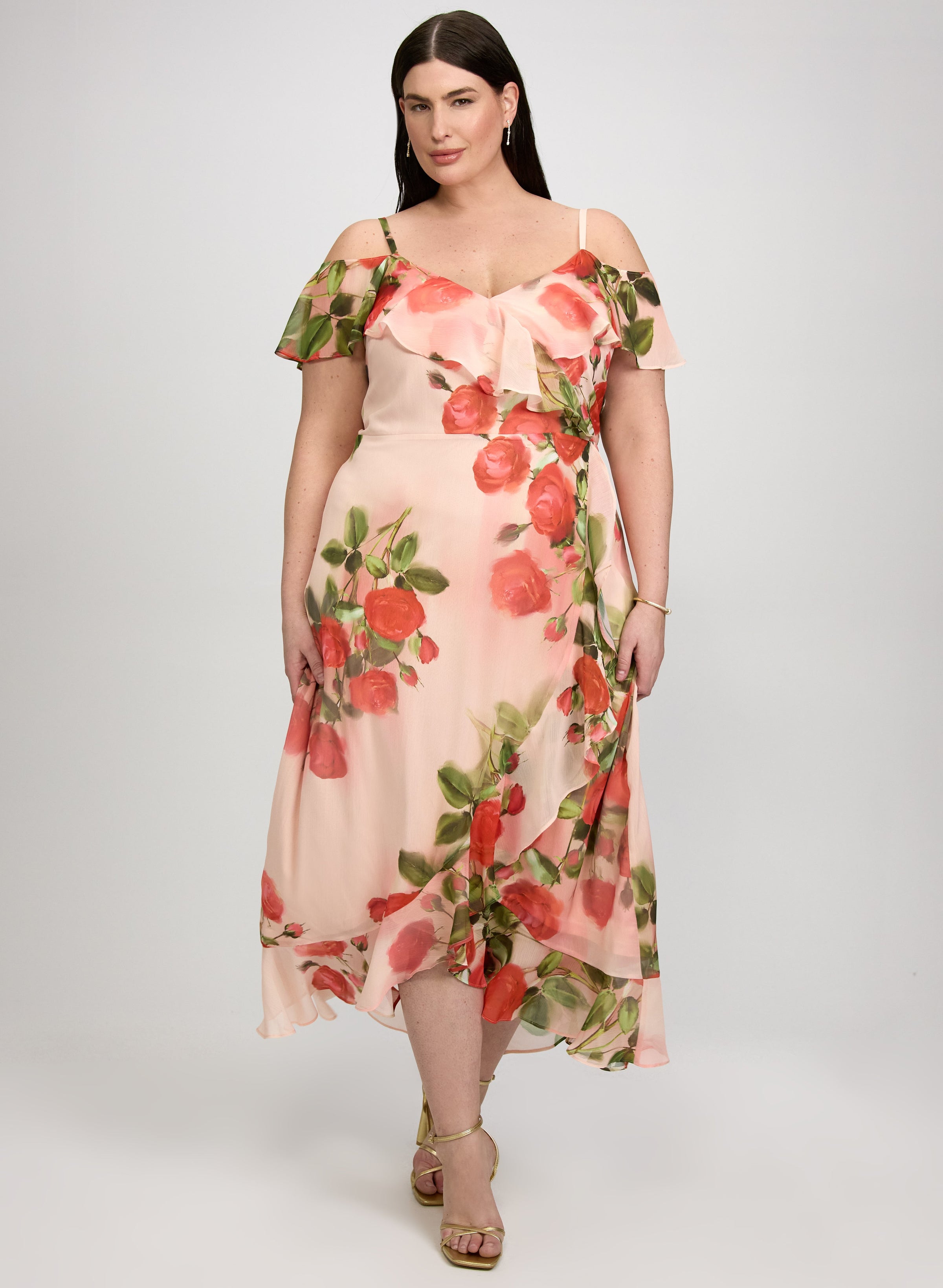 Rose Print Midi Dress