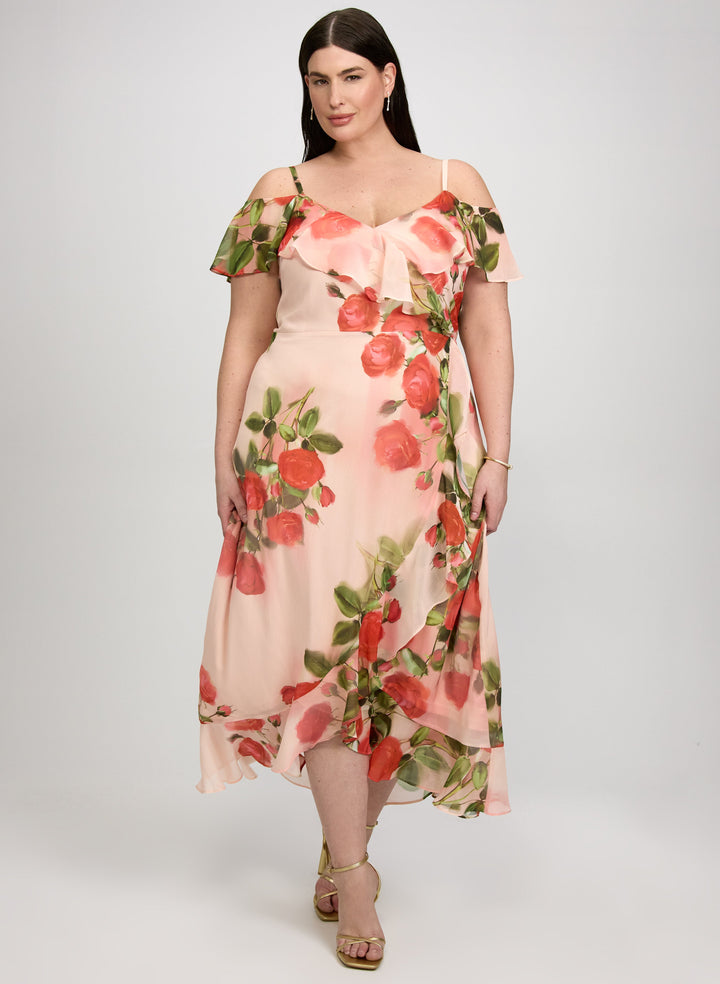 Rose Print Midi Dress