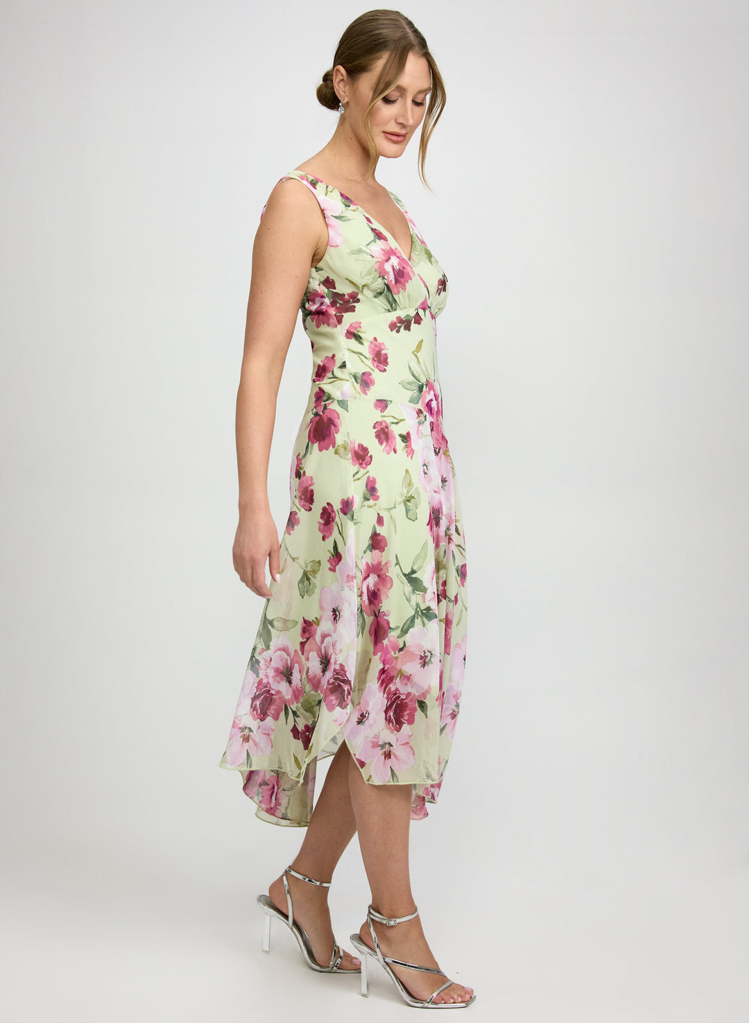 Floral Chiffon Midi Dress