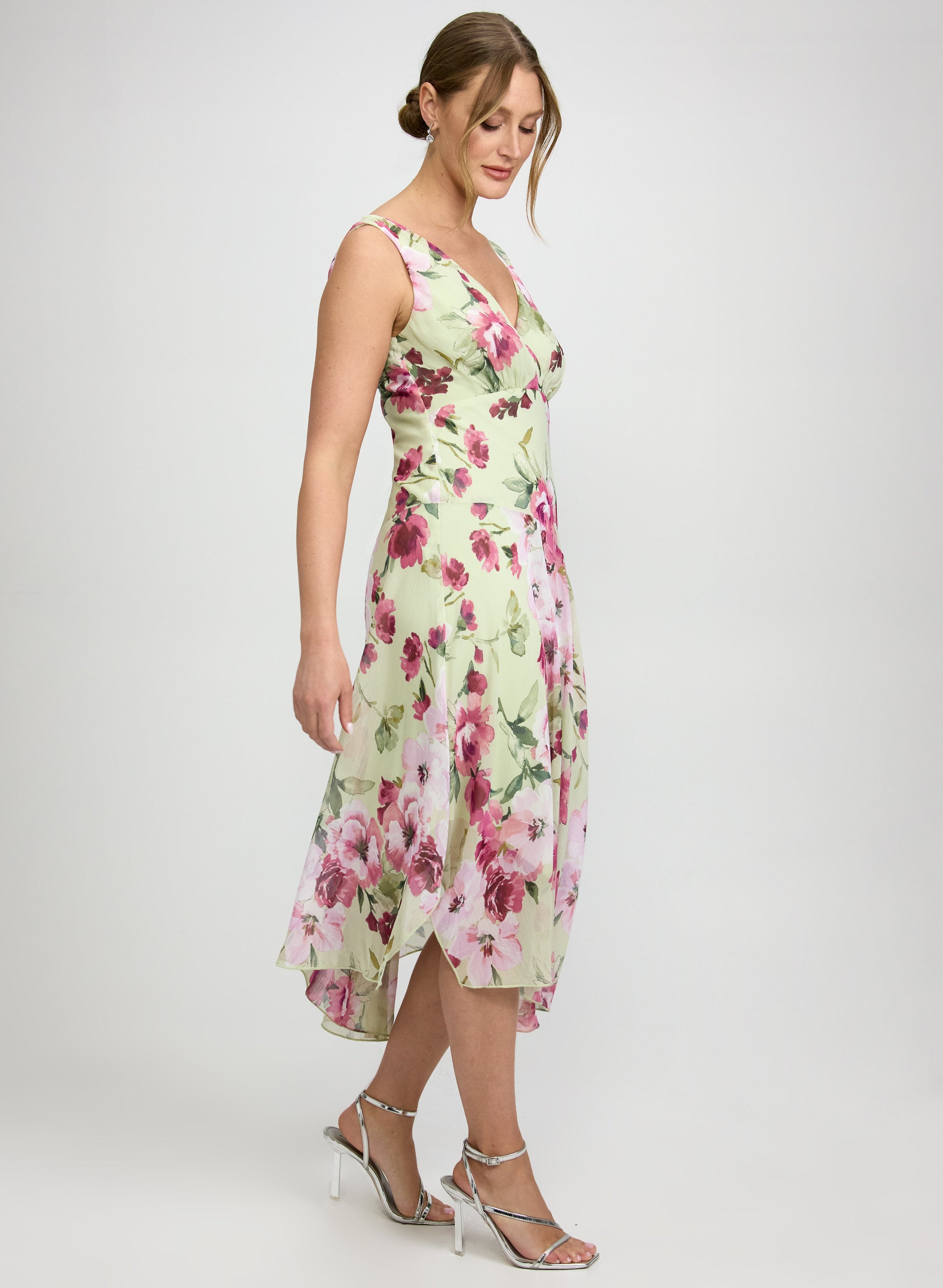 Floral Chiffon Midi Dress