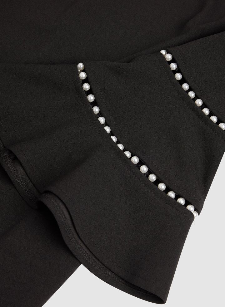 Pearl Embellished Bell Sleeve Dress