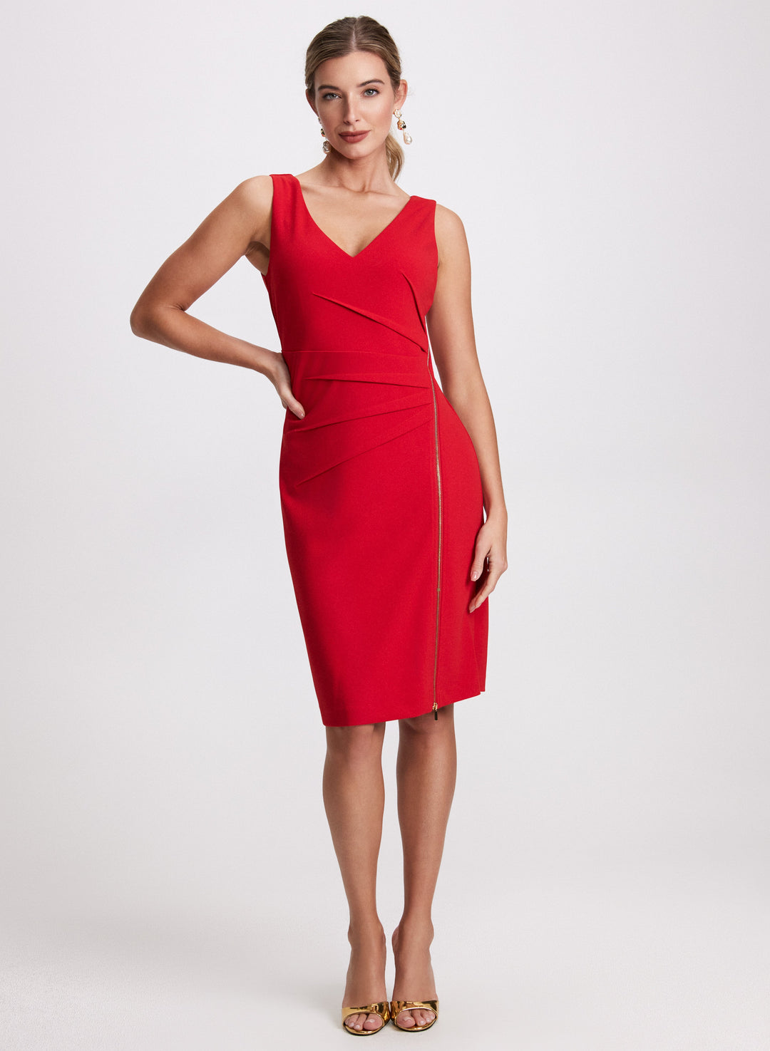 Double V-Neck Sheath Dress