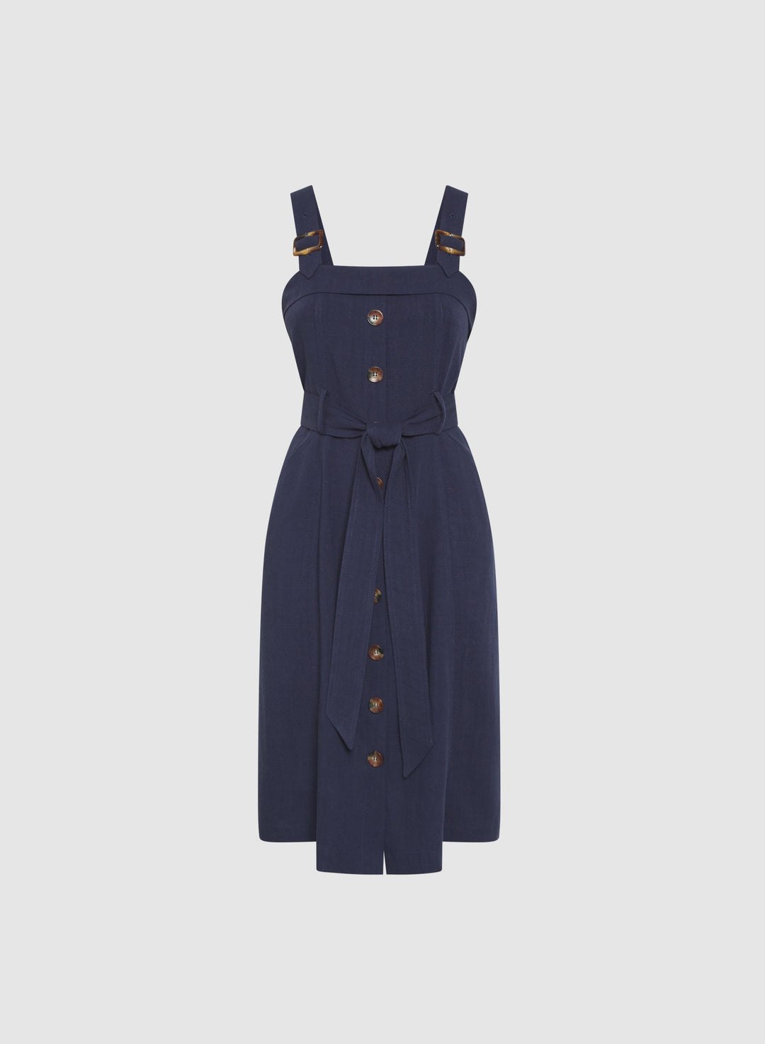 Linen-Blend Button-Down Dress