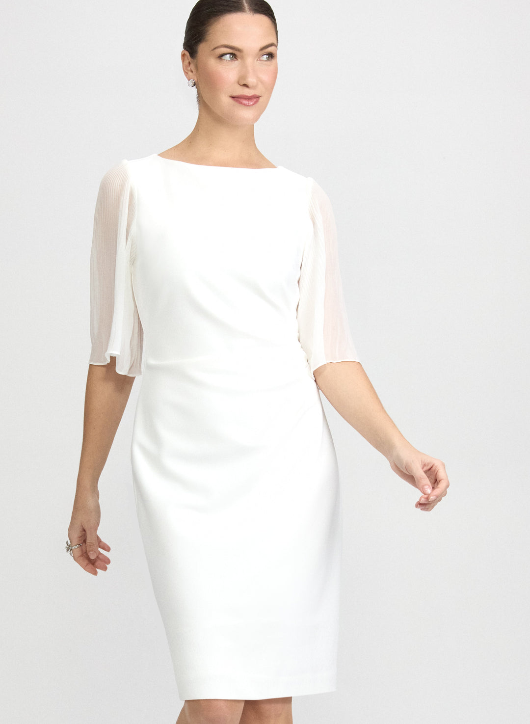 Pleated Chiffon Sleeve Dress