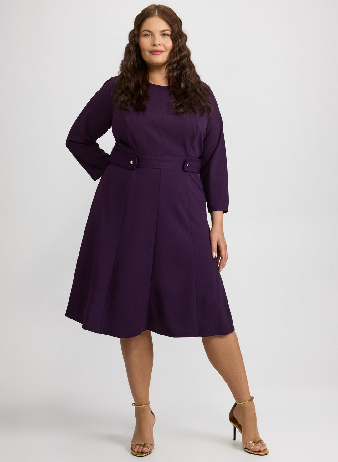 Buttoned-Tab Detail Dress