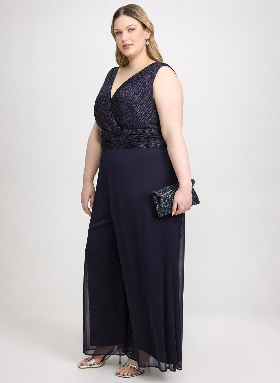Metallic Wide-Leg Jumpsuit