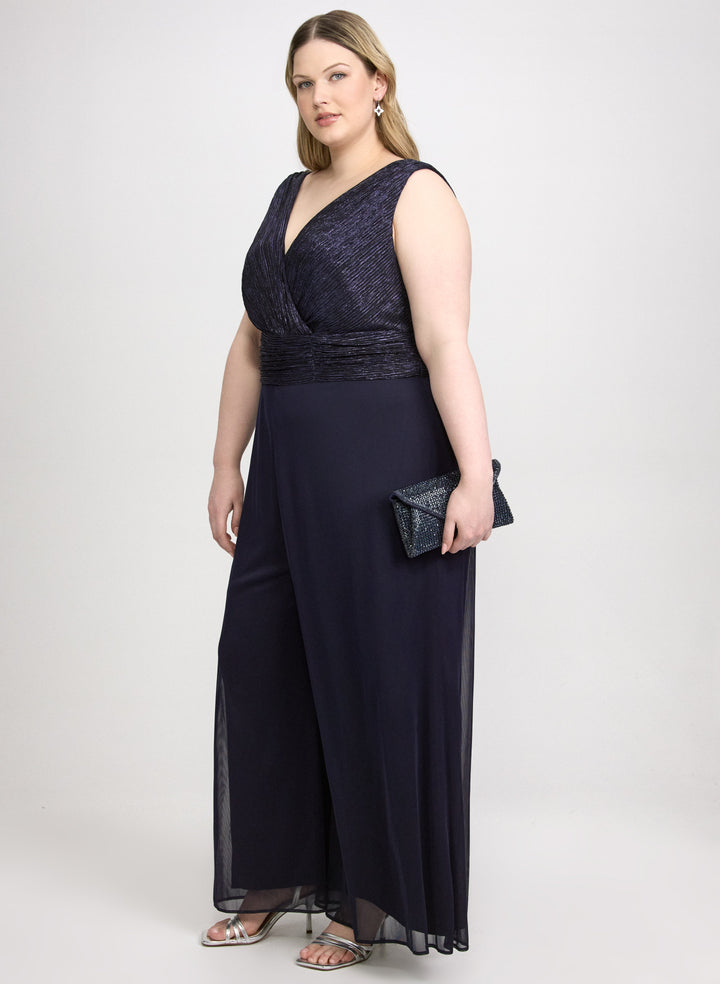 Metallic Wide-Leg Jumpsuit