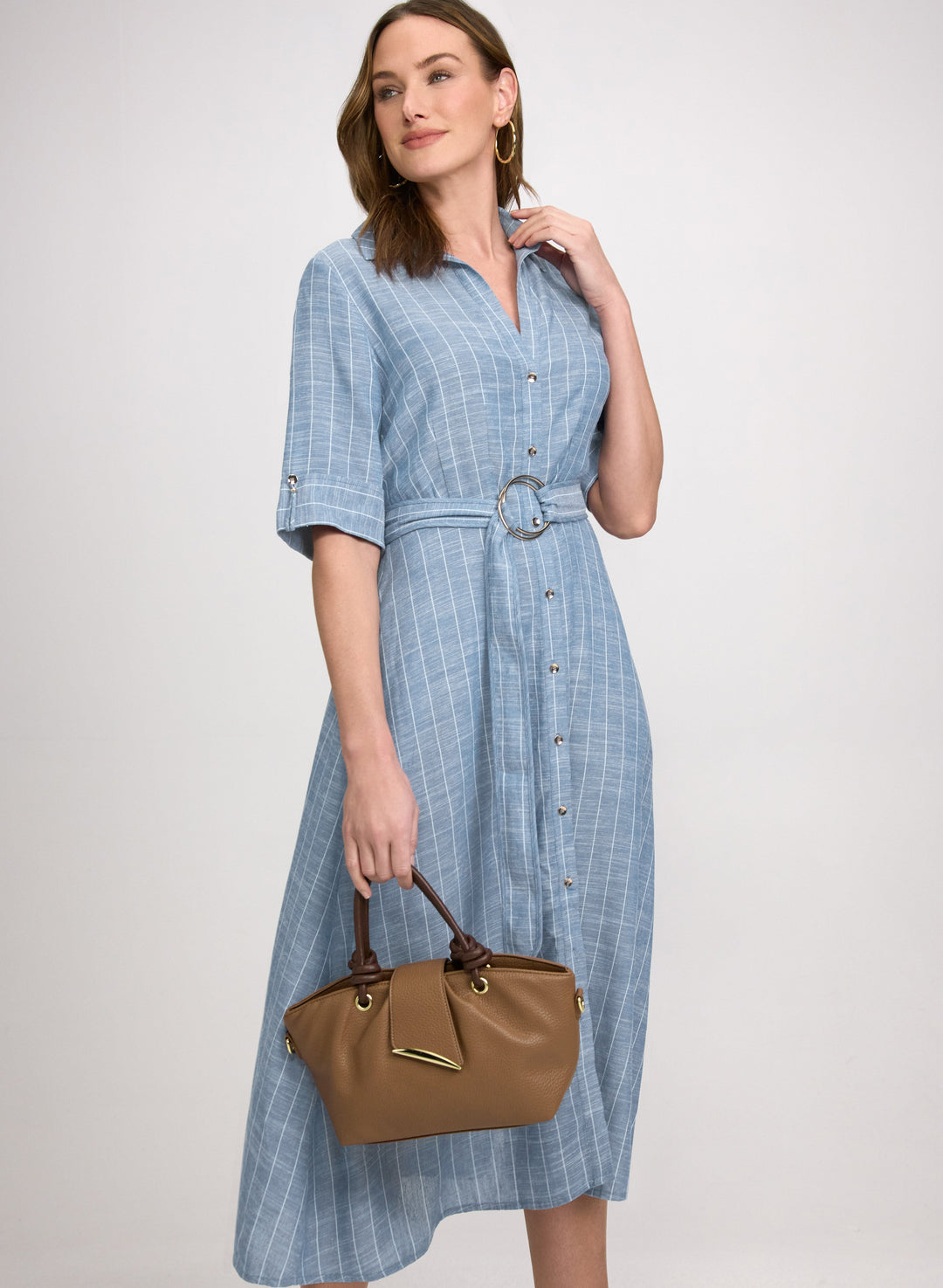 Striped Linen-Blend Shirt Dress