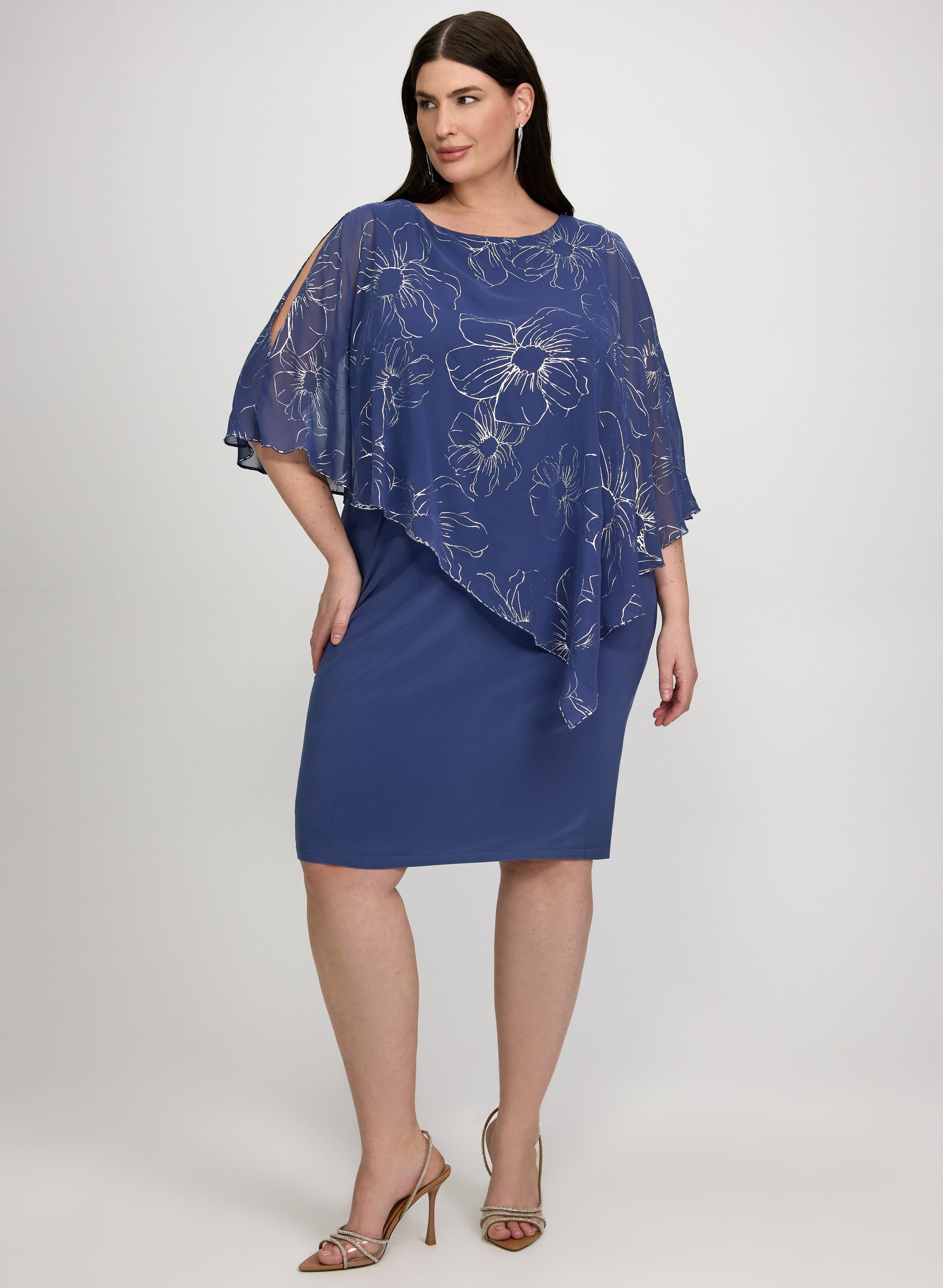 Metallic Floral Overlay Dress