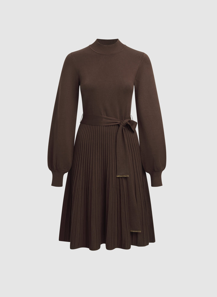 Pleated Sweater Dress