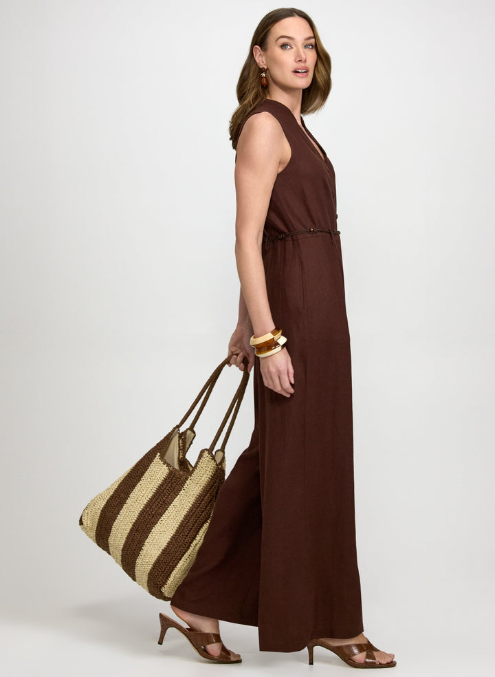 Wide-Leg Belted Jumpsuit
