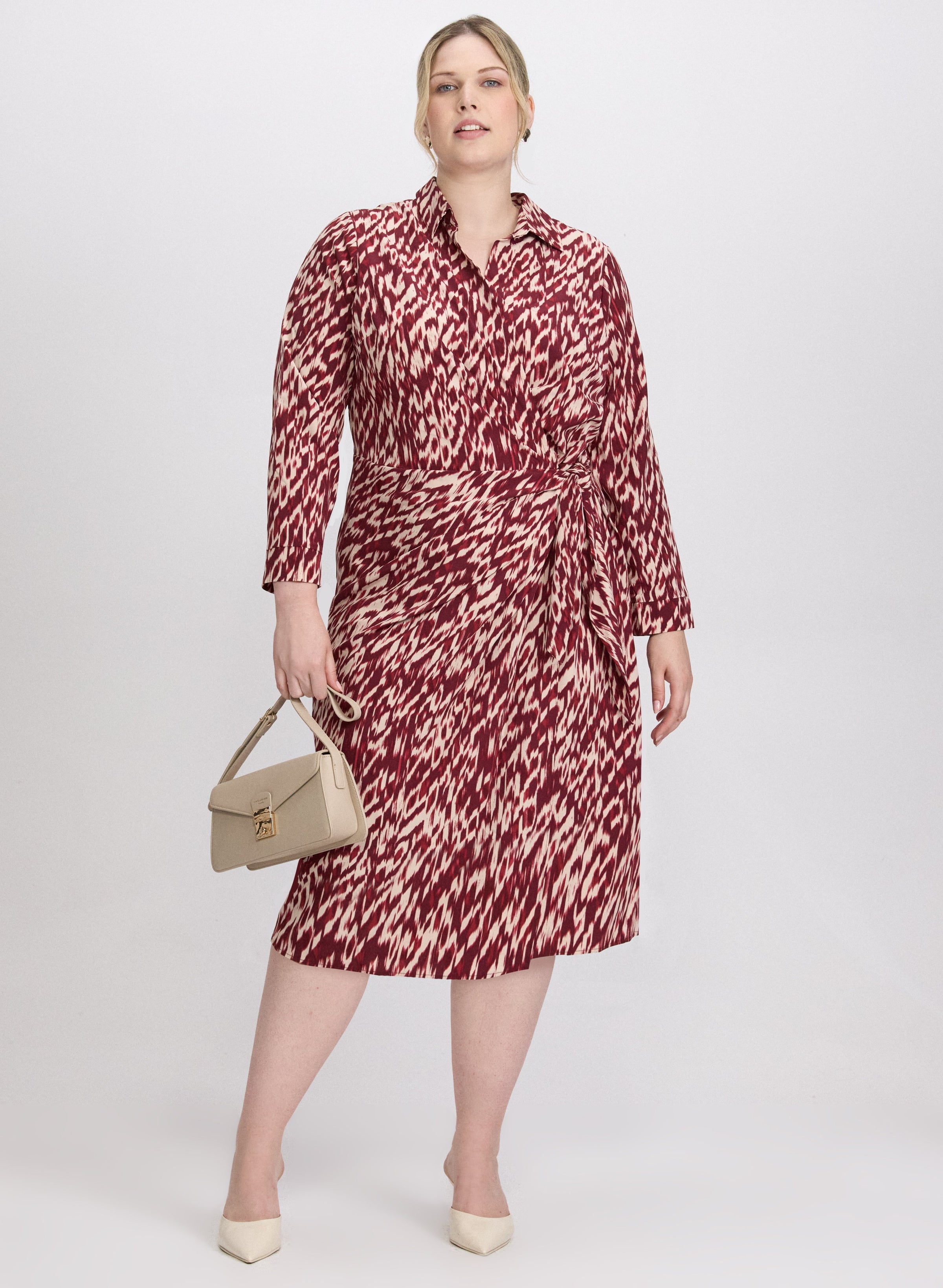 Abstract Tie-Waist Dress