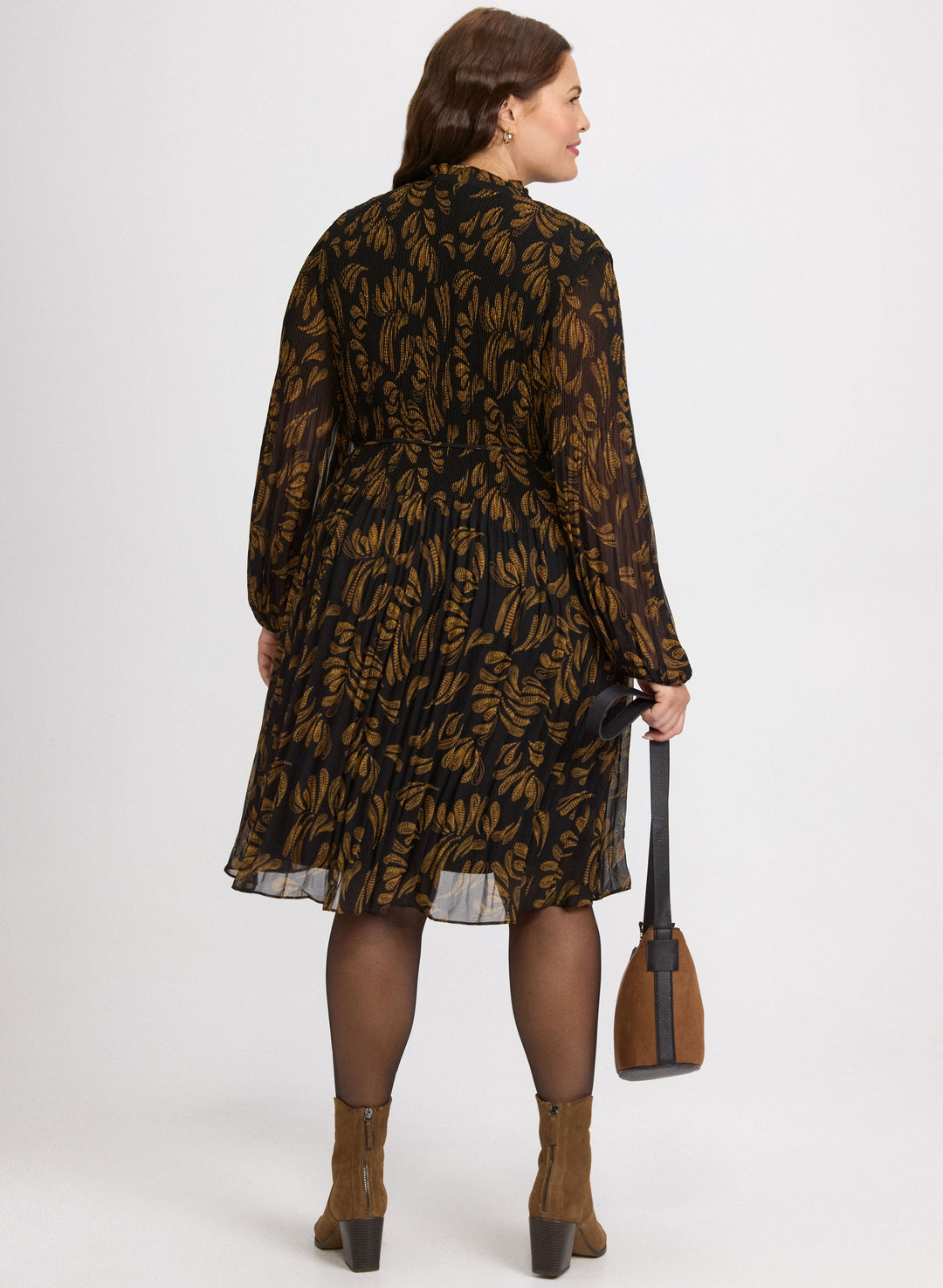 Pleated Paisley Dress