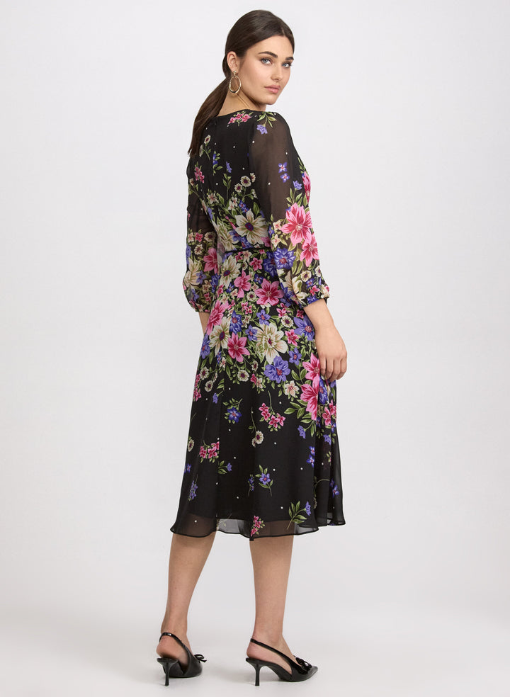 Cascade Floral Print Dress
