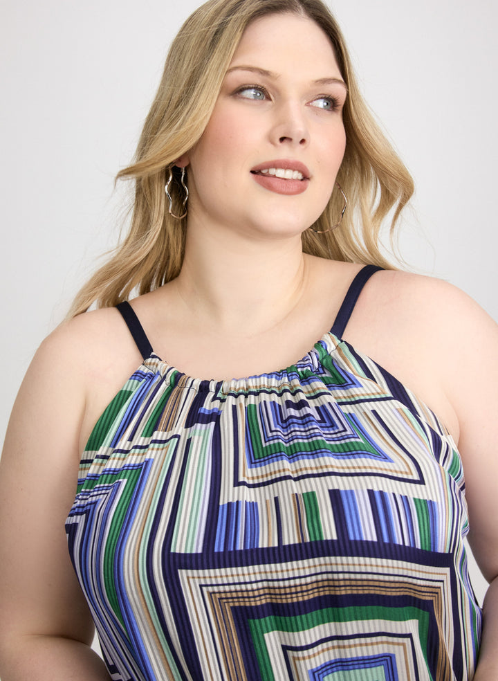 Geometric Halter Neck Dress