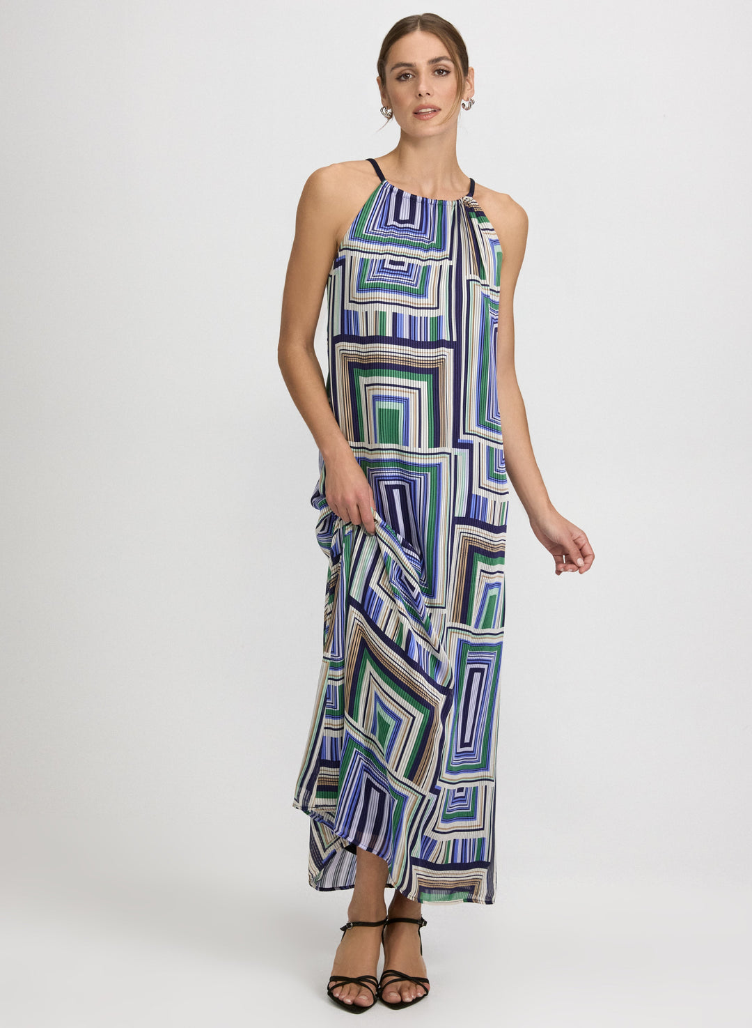 Geometric Halter Neck Dress