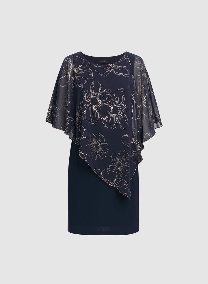 Metallic Floral Overlay Dress
