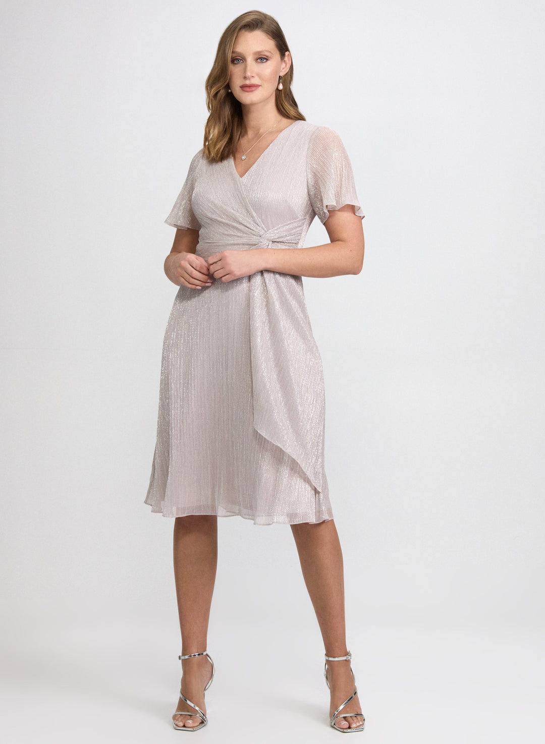 Metallic Plissé Dress