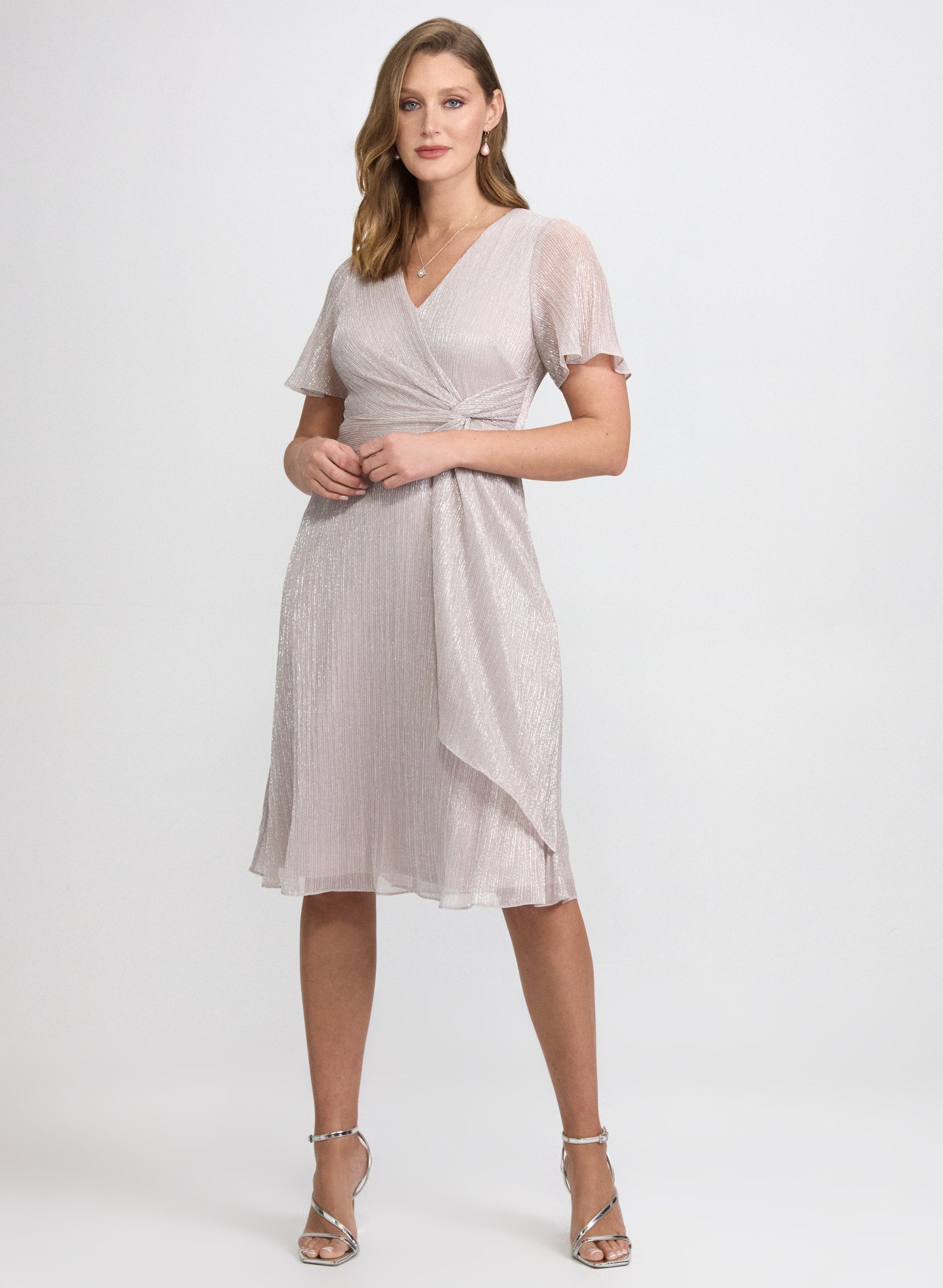 Metallic Plissé Dress