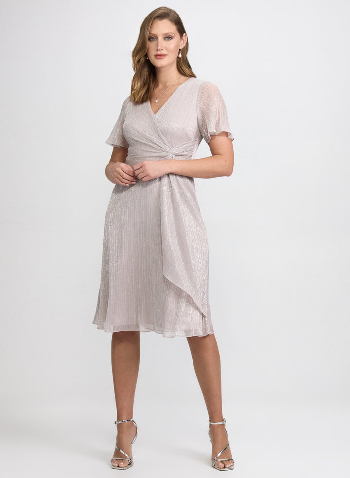 Metallic Plissé Dress