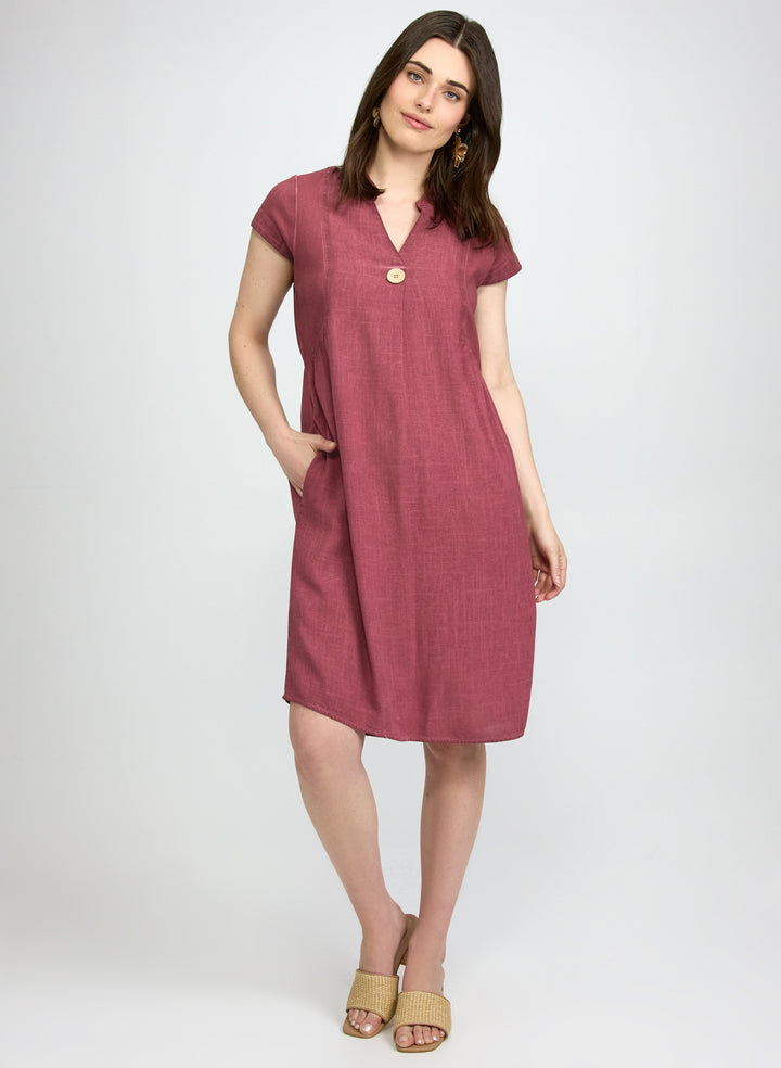 Linen-Blend Pocket Dress
