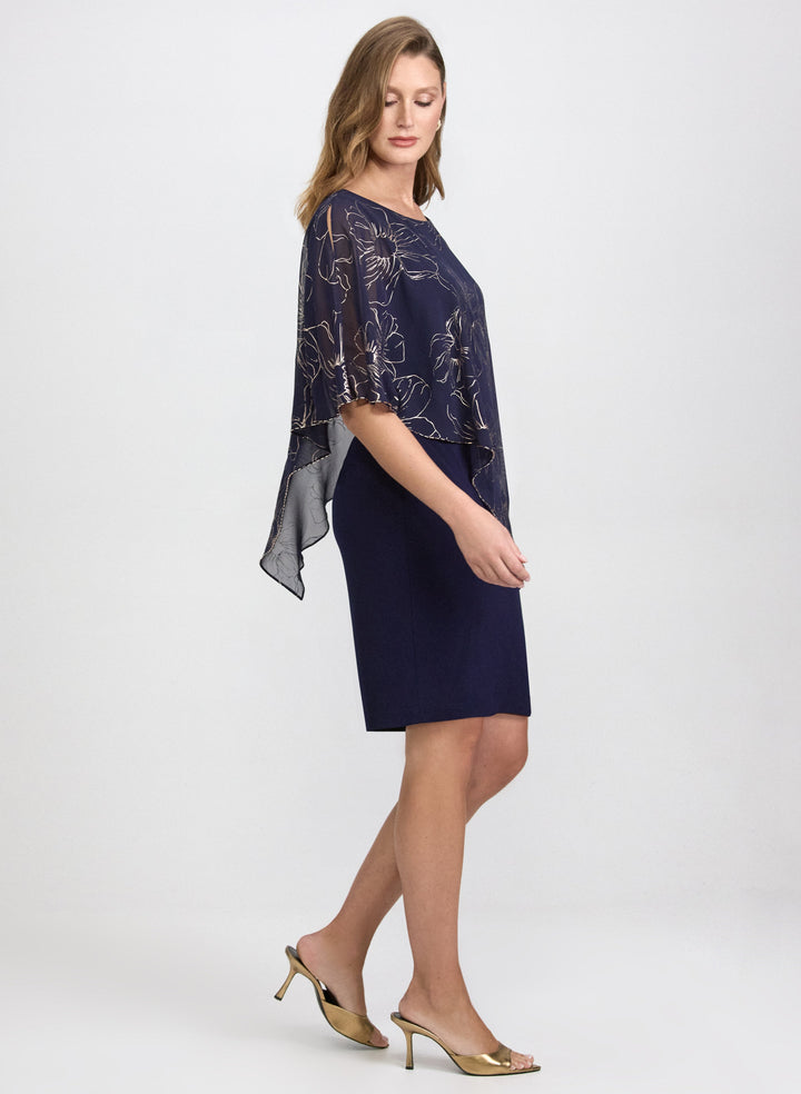 Metallic Floral Overlay Dress
