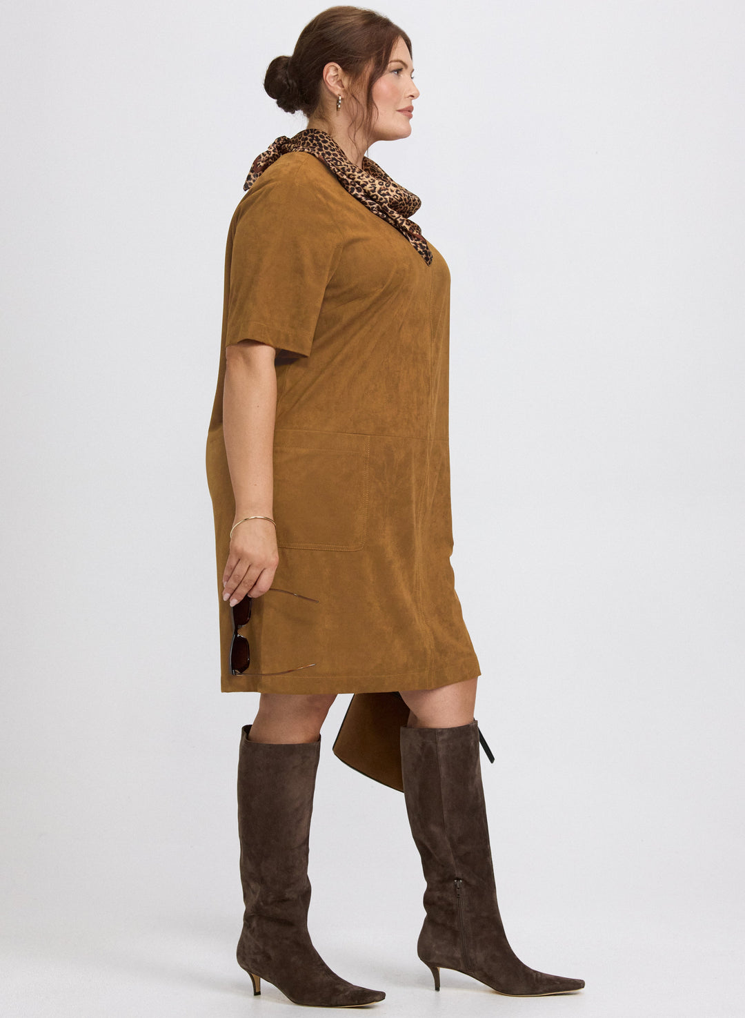 Faux-Suede Shirt Dress