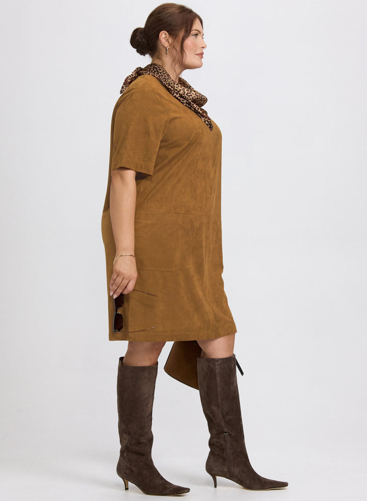 Faux-Suede Shirt Dress