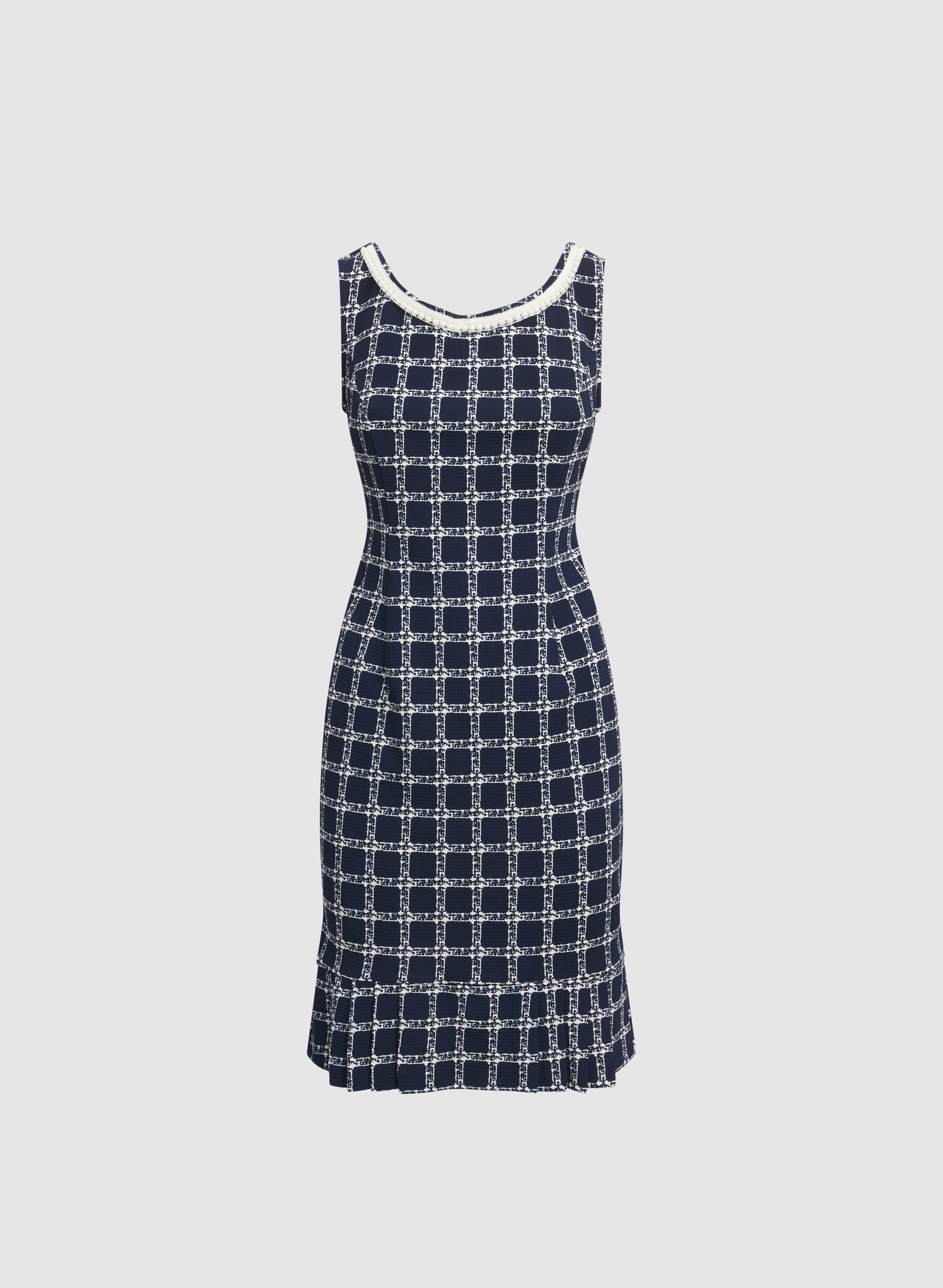 Pearl Trim Jacket & Plaid Dress Set