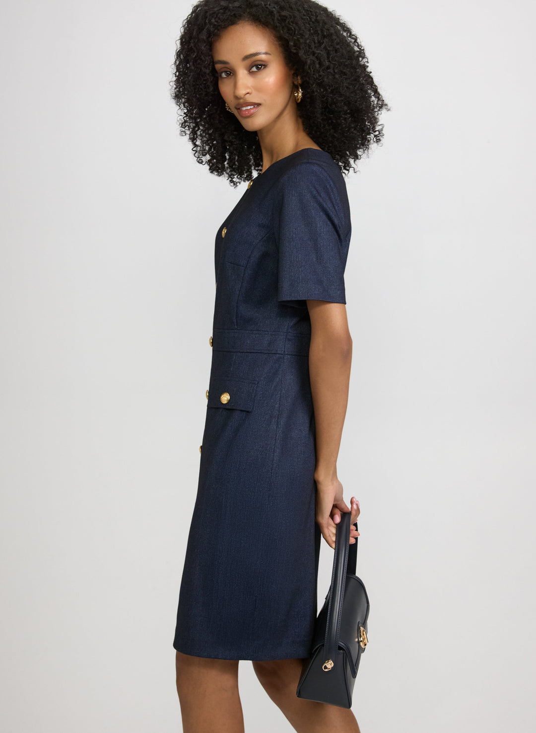 Fitted Denim-Style Dress