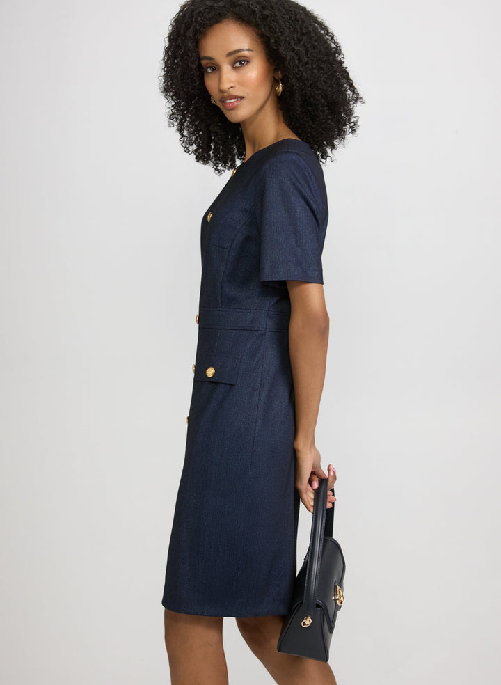 Fitted Denim-Style Dress