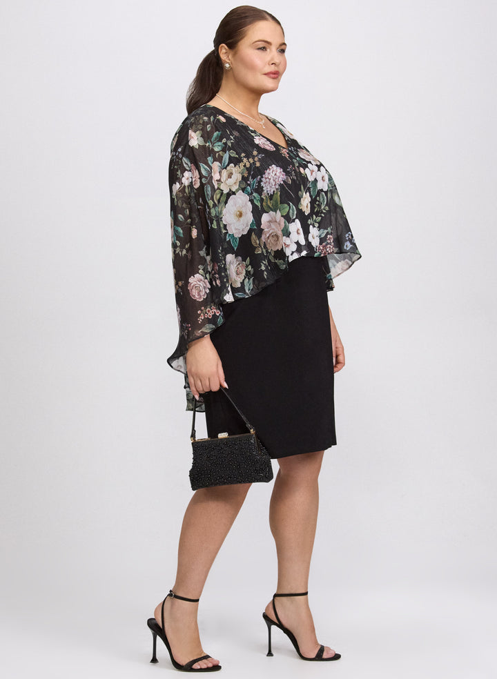 Floral Capelet Overlay Dress