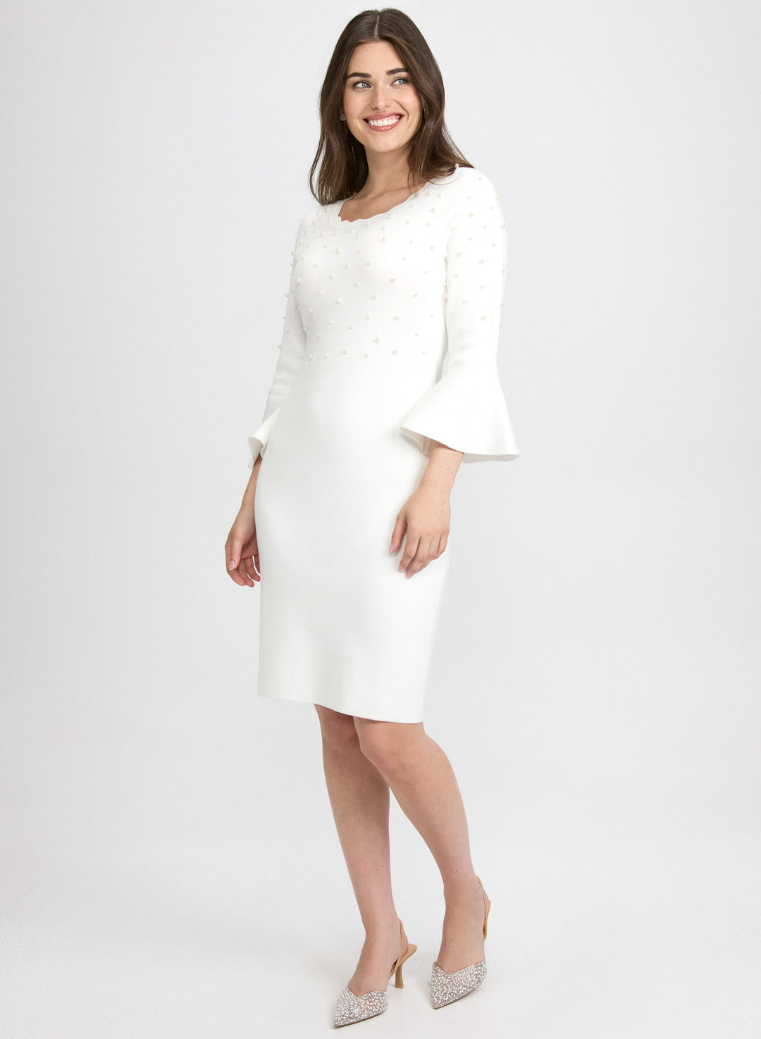 Pearl Embellished Sweater Dress