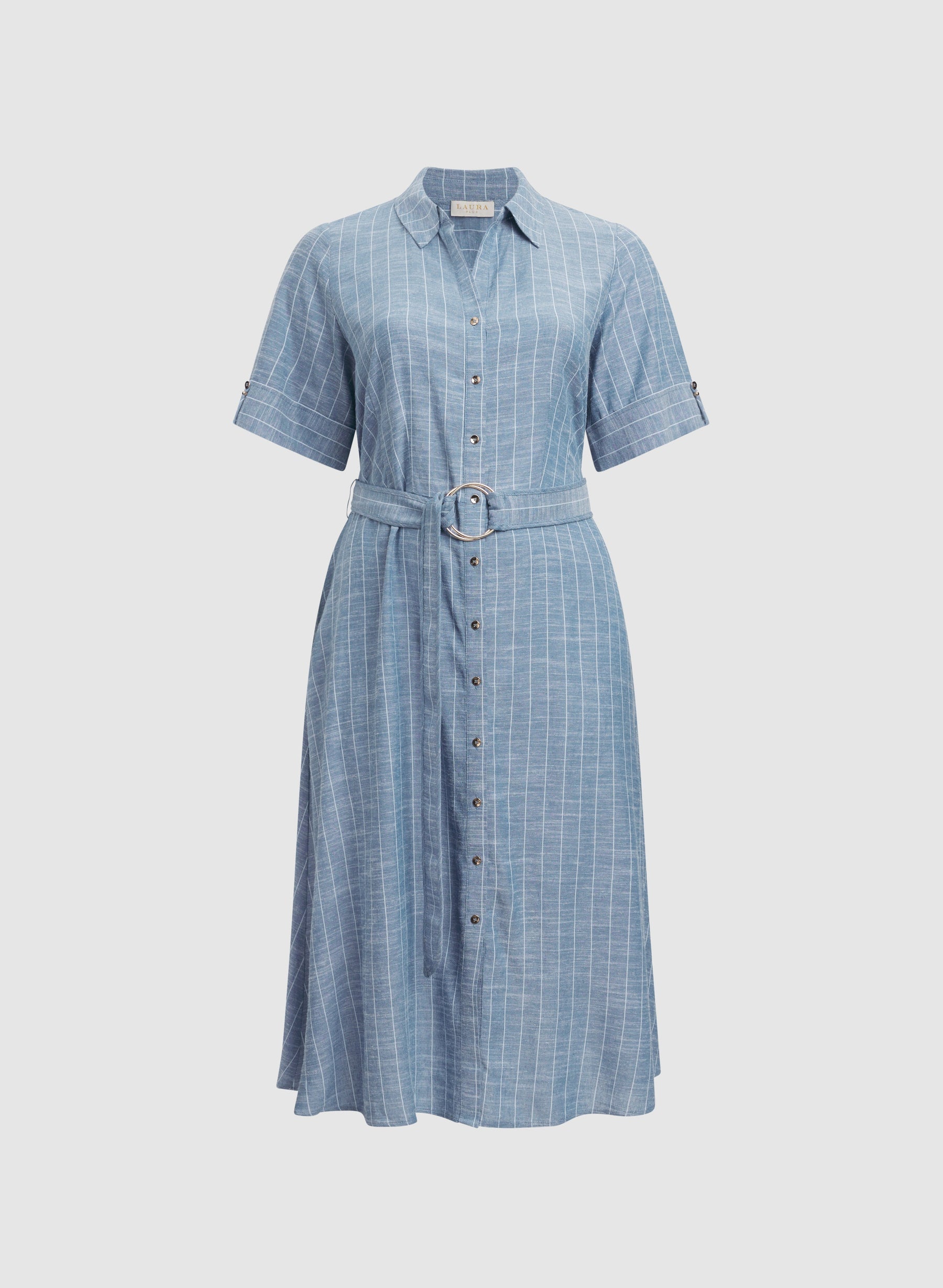 Striped Linen-Blend Shirt Dress