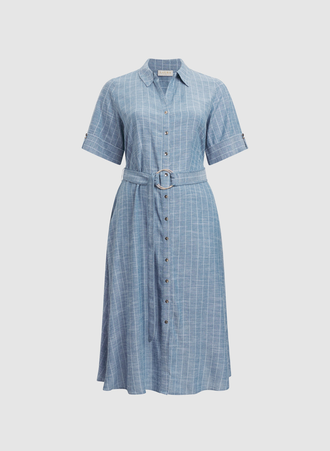 Striped Linen-Blend Shirt Dress