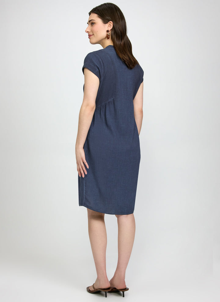 Linen-Blend Pocket Dress