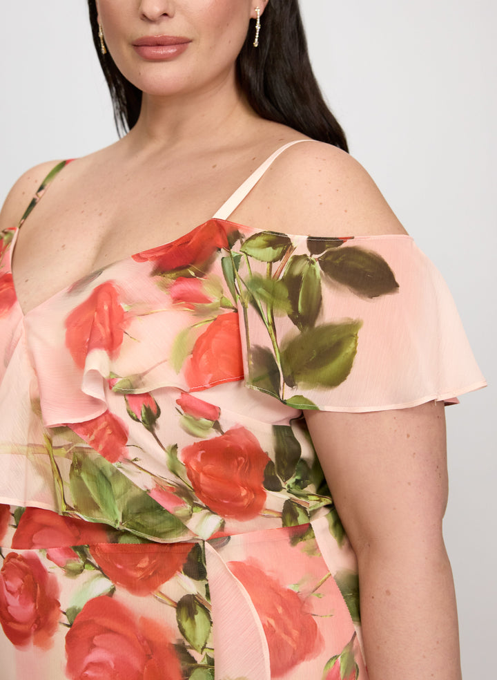 Rose Print Midi Dress