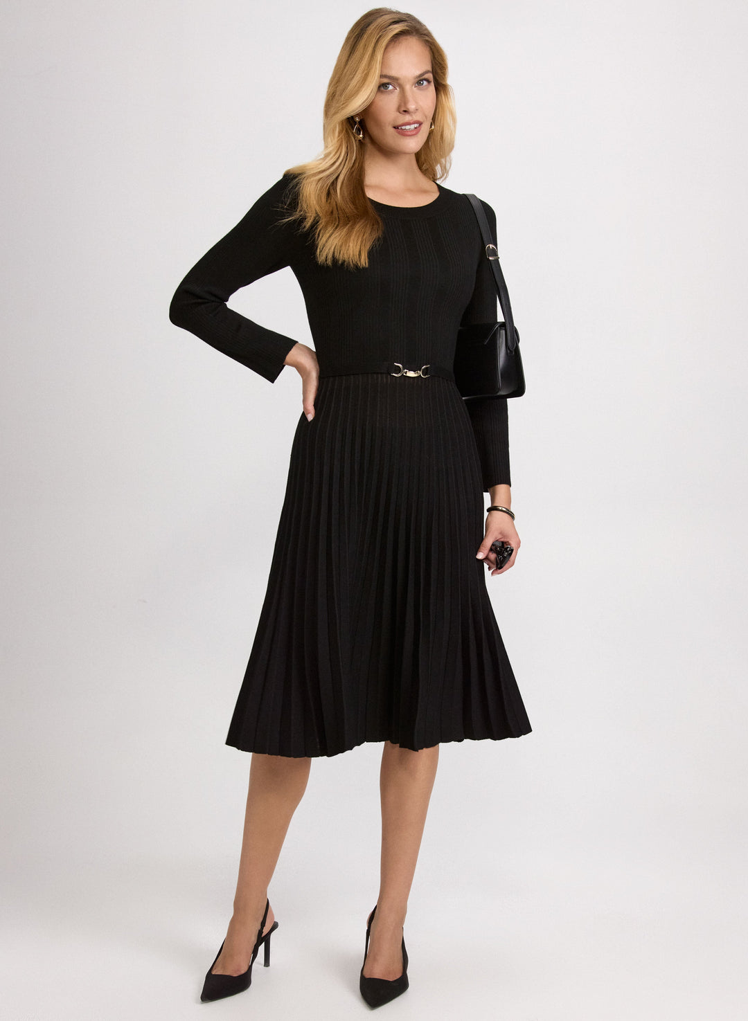 Pleated Knit Dress