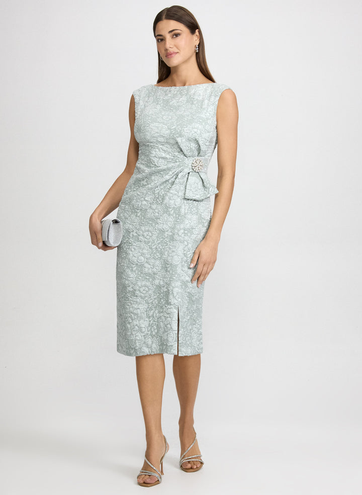 Jeweled Floral Jacquard Dress