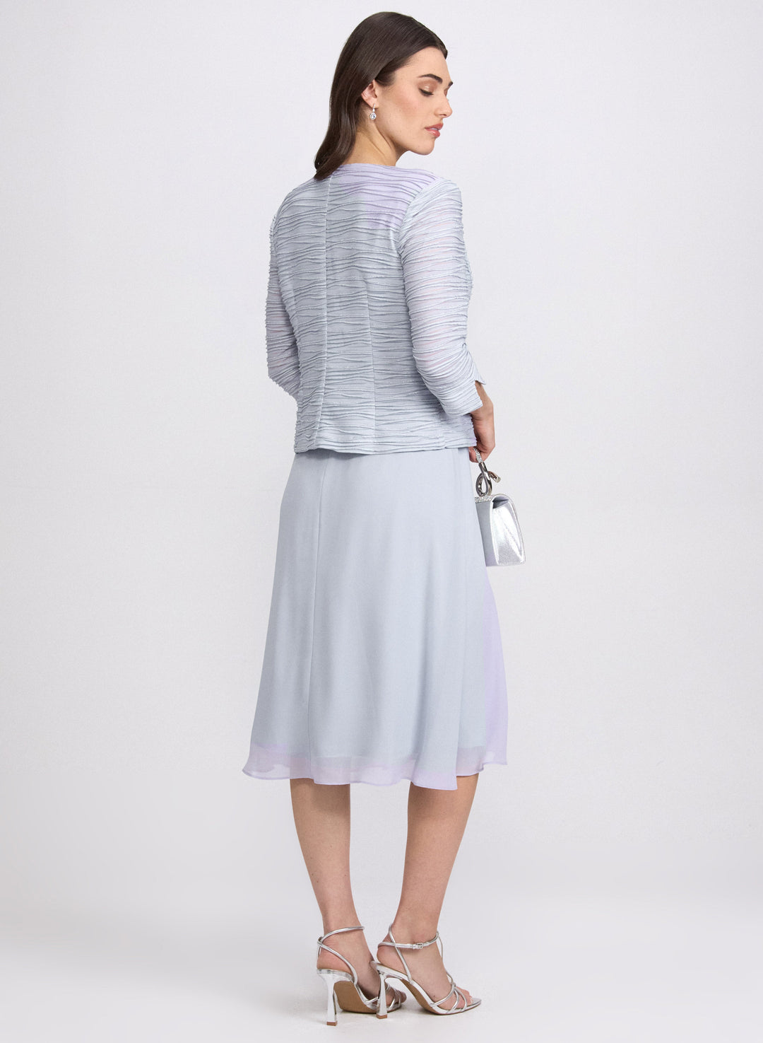 Textured Jacket & Chiffon Dress Set