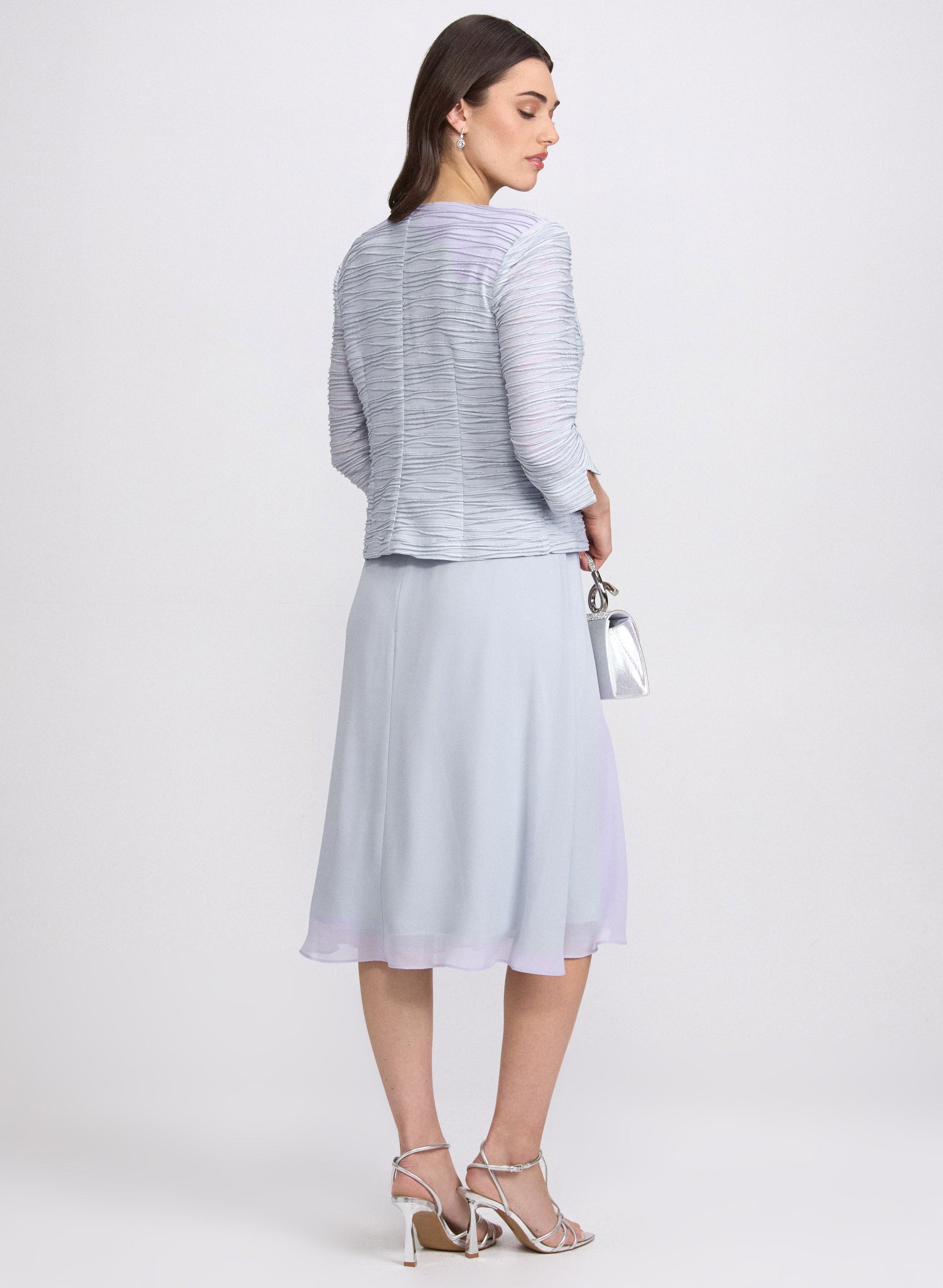 Textured Jacket & Chiffon Dress Set