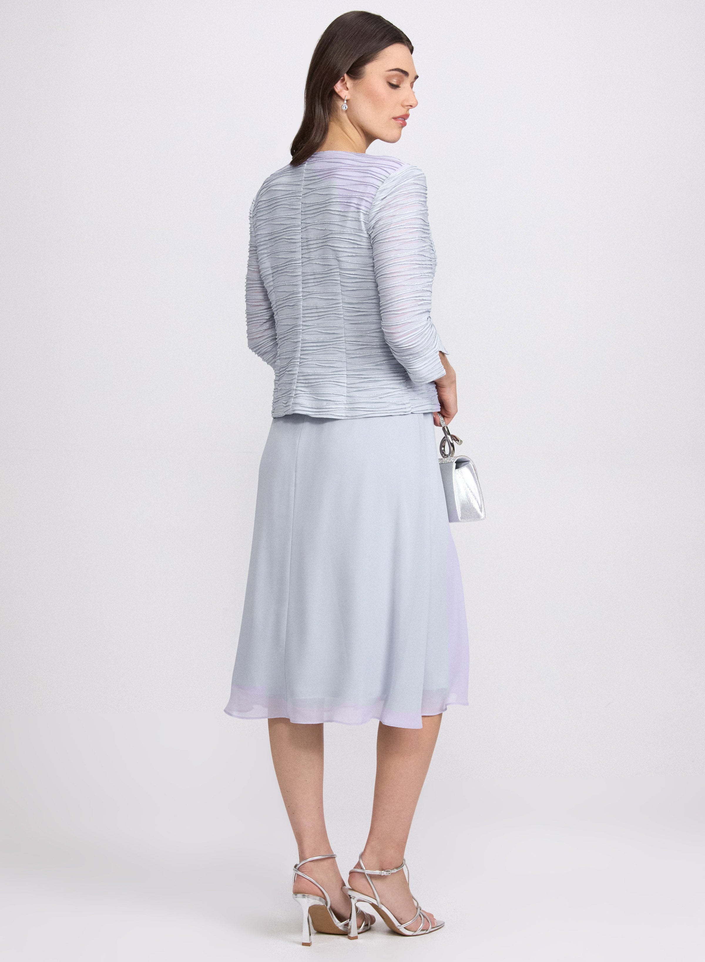 Textured Jacket & Chiffon Dress Set