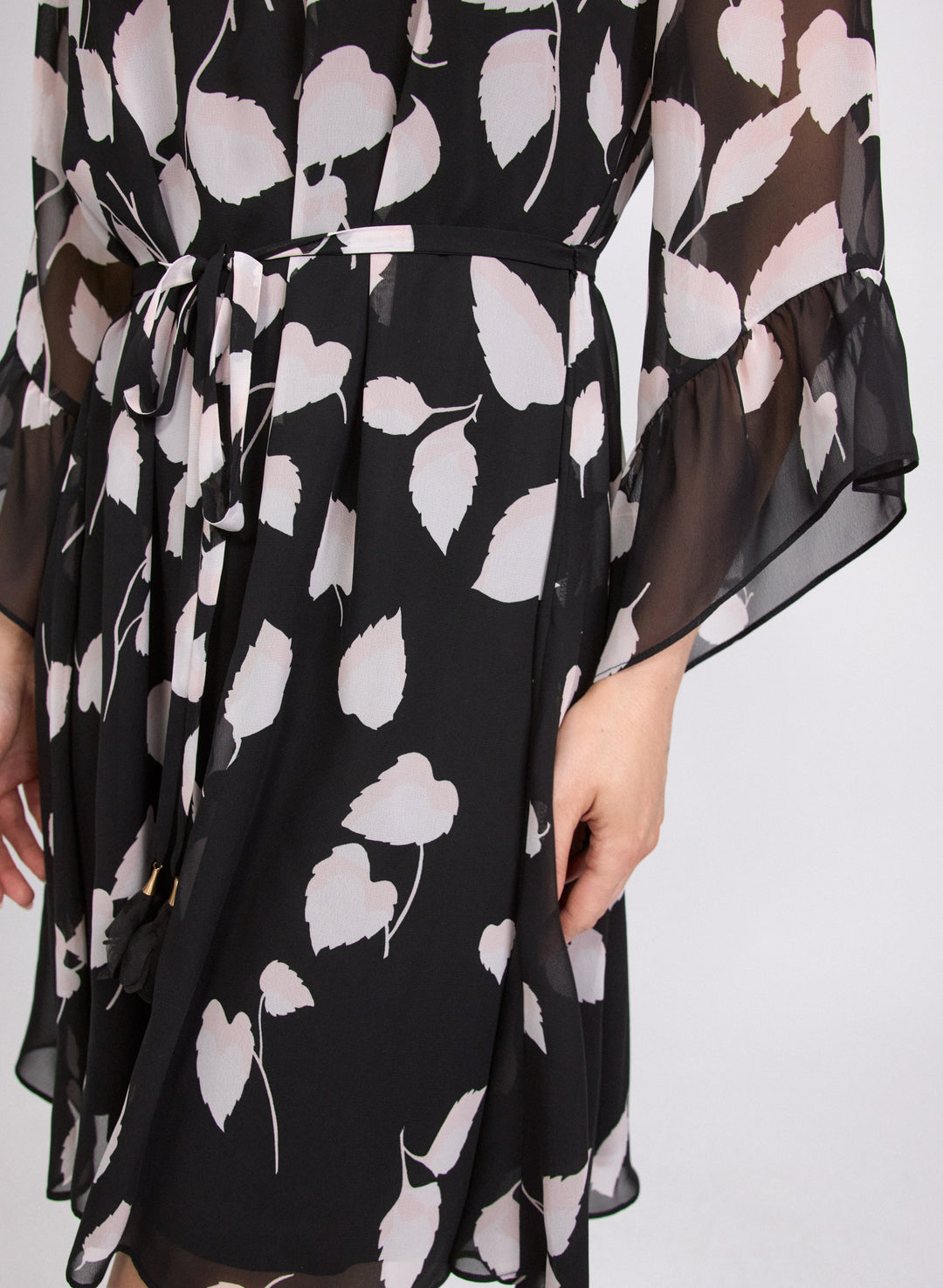 Cascading Leaf Print Dress