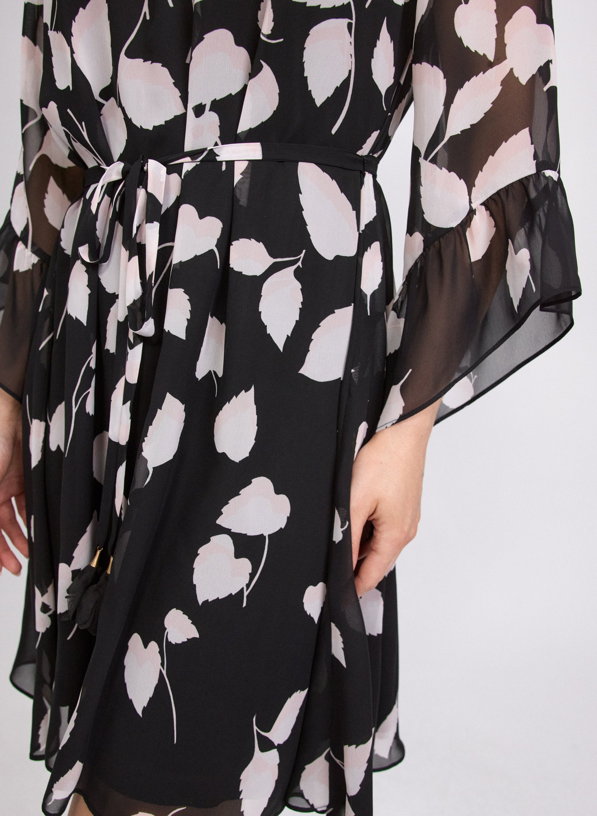 Cascading Leaf Print Dress