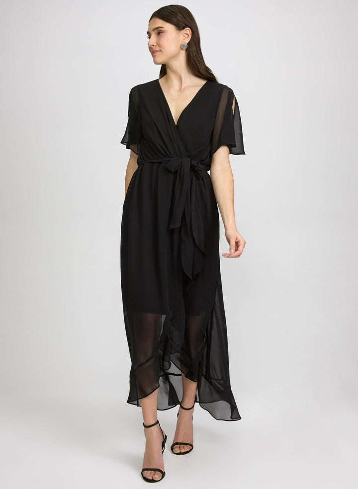 Chiffon Wrap-Style Dress