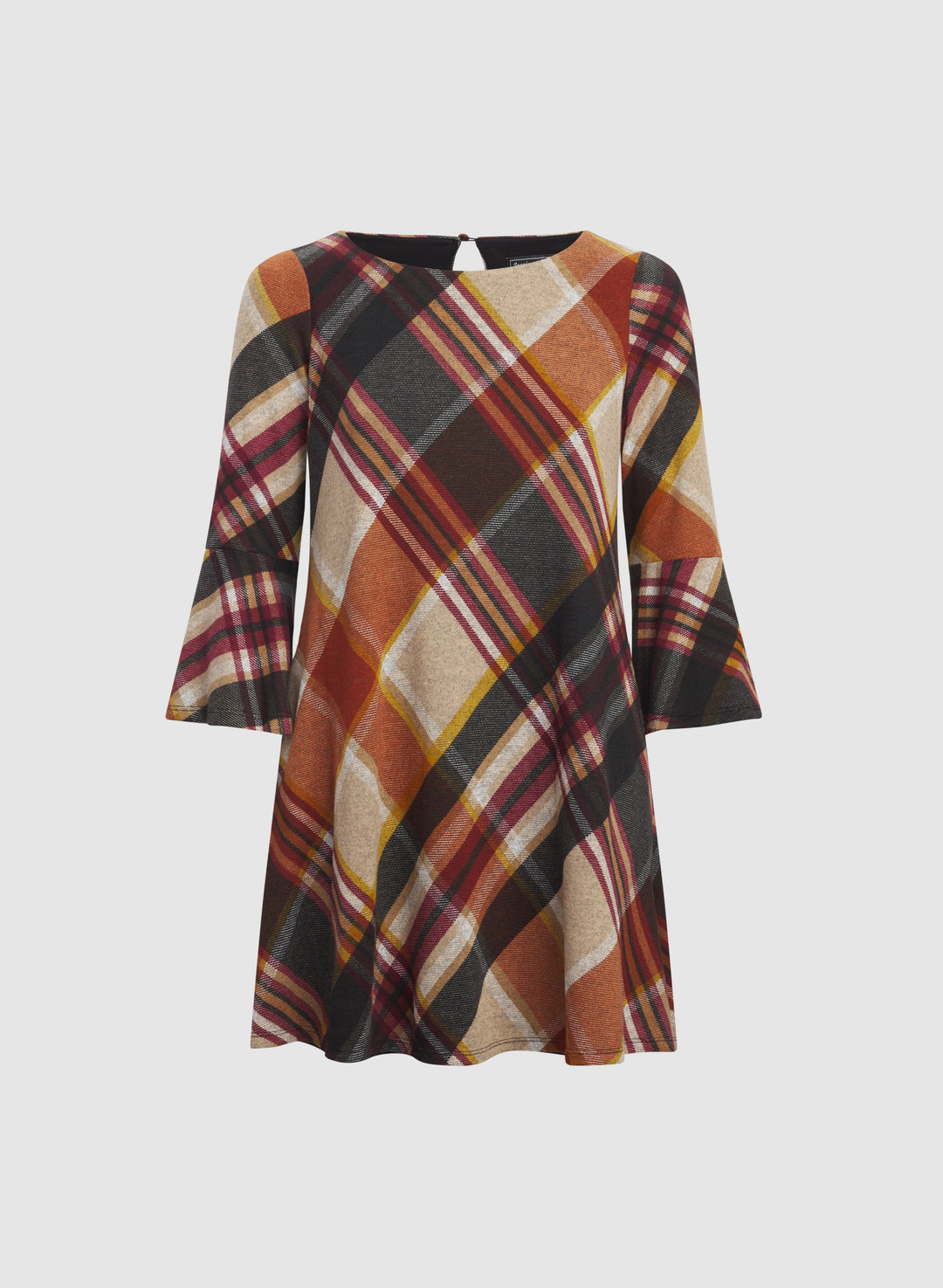 Plaid Bell Sleeve Dress