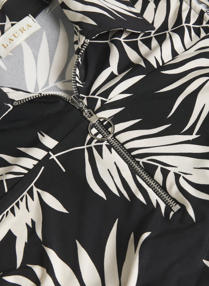 Palm Print Jersey Dress
