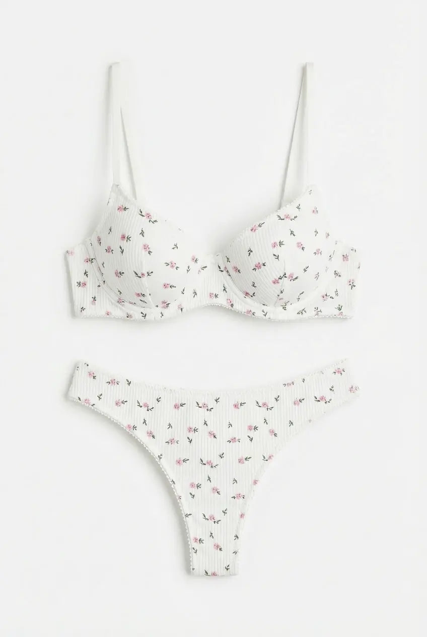Sweet Blossom Lingerie Set - Vintage High Waist